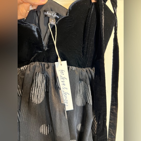 For Love and Lemons Alexandra Bodysuit Sheer Hearts Printed tie Mini Dress - Picture 4 of 6